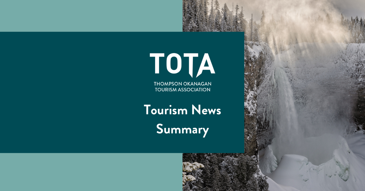 TOTA Tourism News Summary. Helmcken Falls. Credit - Destination BC, Darren Hull