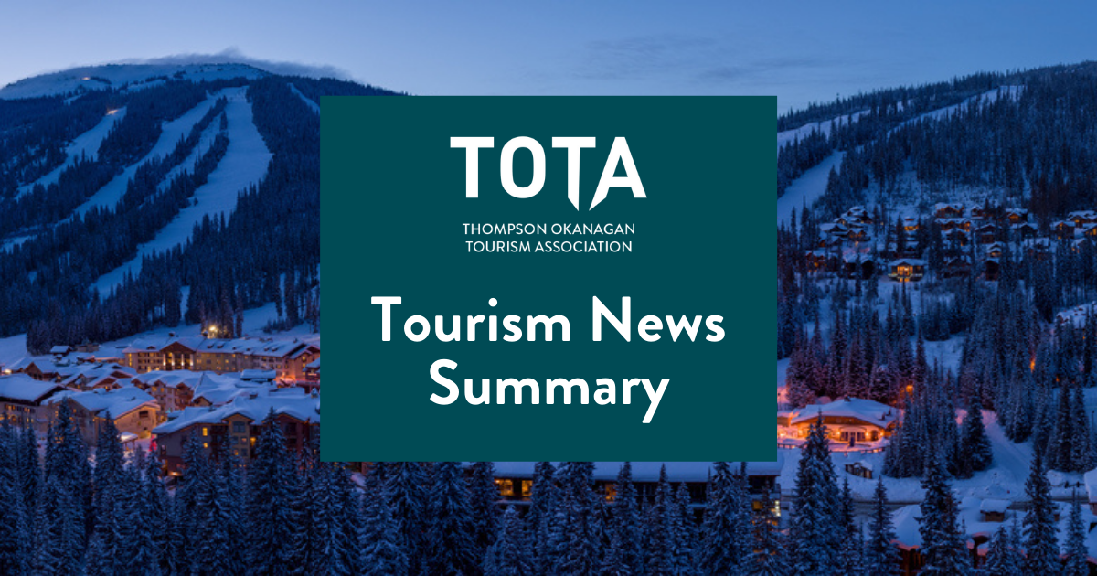 TOTA Tourism News Summary. Sun Peaks Resort at dusk